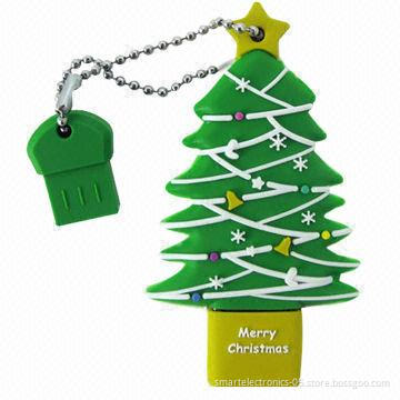 Christmas Tree-shaped USB Flash Drive, 64MB to 128GB Flash Memory Capacity